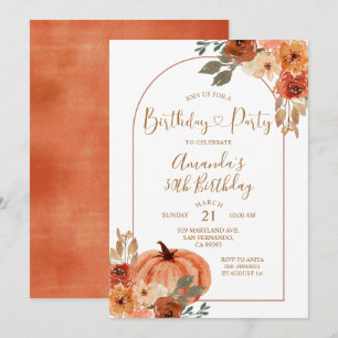 Invitation Boho Arch automne citrouille Anniversaire 30 ans F