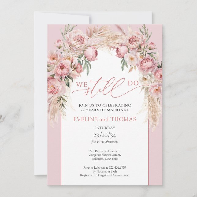 Invitation Boho arch brush pampas pelouse nous faisons encore (Devant)