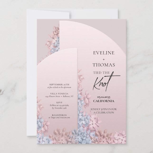 Invitation Boho arch cadre hyacinths ressort floral noeud (Devant)