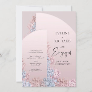Invitation Boho arch cadre rose pâle bleu fiançailles