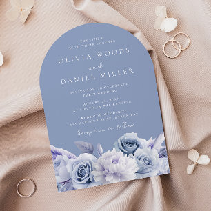 Invitation Boho Arch Dusty Blue Floral Mariage