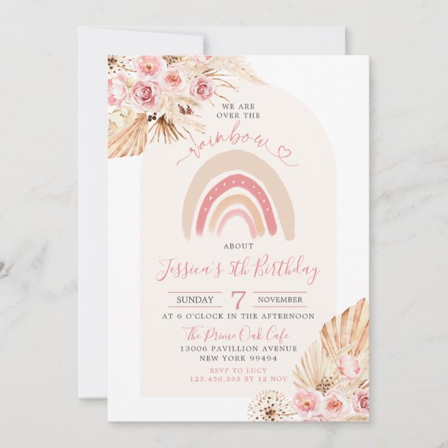 Invitation Boho Arch Floral Nous Sommes Au-Dessus De L'Annive (Devant)