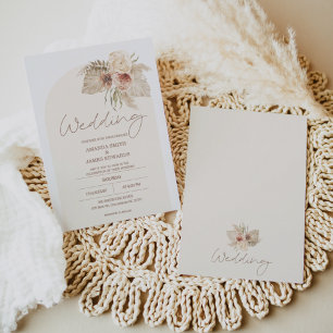 Invitation Boho Arch Floral Pampas Grass Floral Mariage