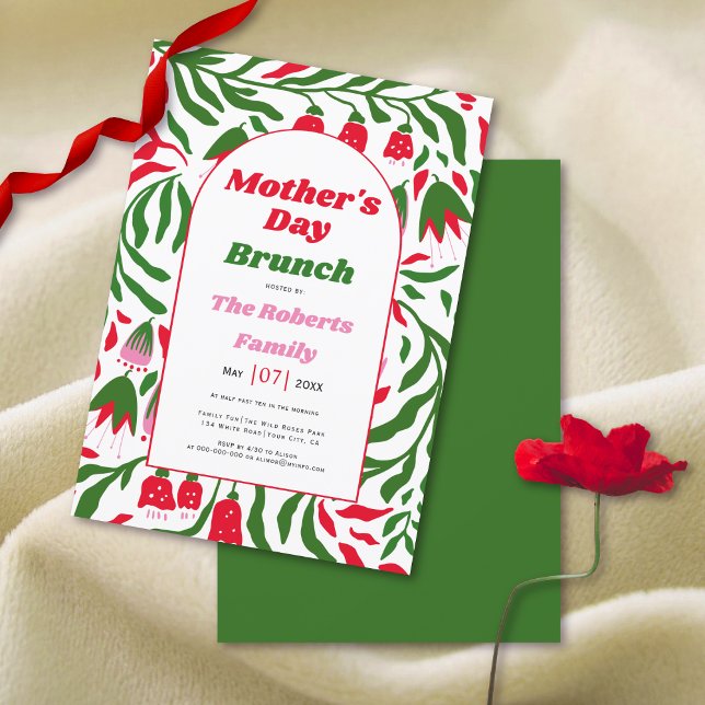 Invitation Boho arch folklore fleurs Fête des mères brunch (Créateur téléchargé)