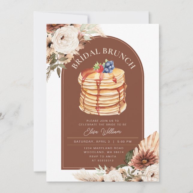 Invitation Boho Arch Fruit Pancake Fête des mariées Brunch (Devant)