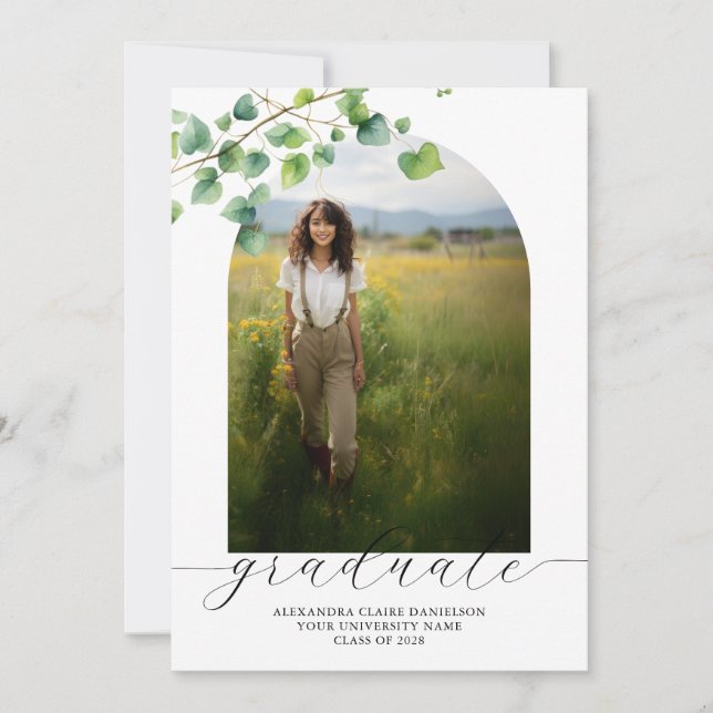 Invitation Boho Arch Ivy, Diplôme Blanc (Devant)
