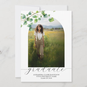 Invitation Boho Arch Ivy, Diplôme Blanc