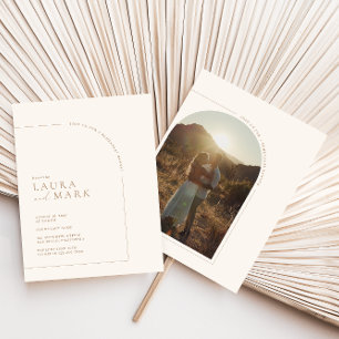 Invitation Boho Arch minimaliste Dîner de répétition photo mo