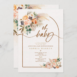 Invitation Boho Arch Pampas Baby shower Citrouille en herbe