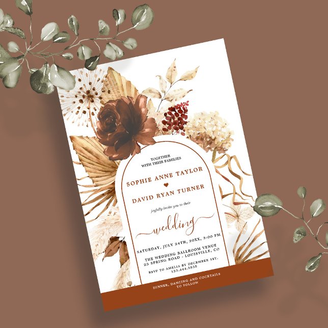 Invitation Boho Arch Pampas Grass Floral Terracotta Mariage (Créateur téléchargé)