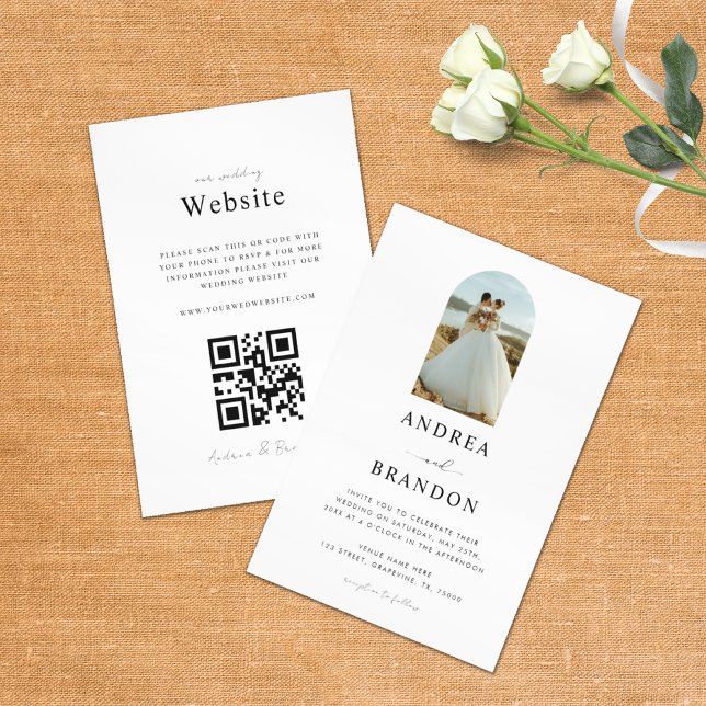 Invitation Boho Arch Photo Simple Élégant Tout en un Mariage (Créateur téléchargé)