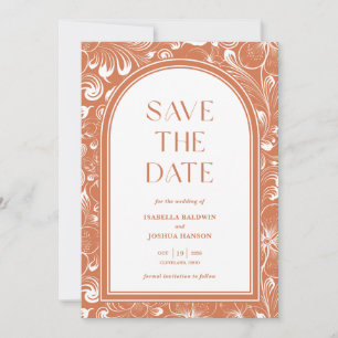 Invitation Boho Arch Terra Cotta Enregistrer la date