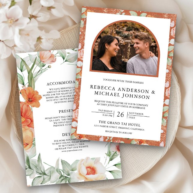 Invitation Boho Arch Terre Florale Tout en un Mariage (Créateur téléchargé)