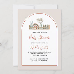 Invitation Boho Arch Toys Terracotta Rainbow Baby shower