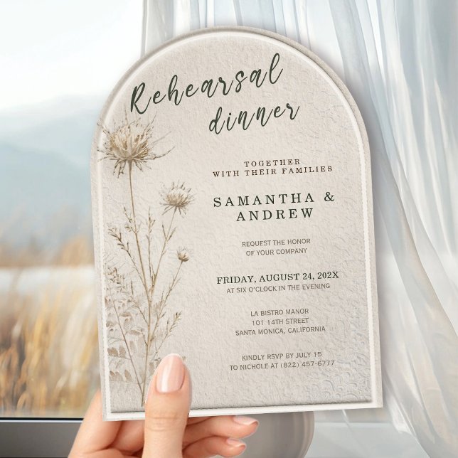 Invitation Boho Arche de Pampas et fleurs séchées Dîner de ré (Créateur téléchargé)