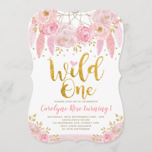 Invitation Boho Attrape-Rêves Fleur Rose Anniversaire Sauvage