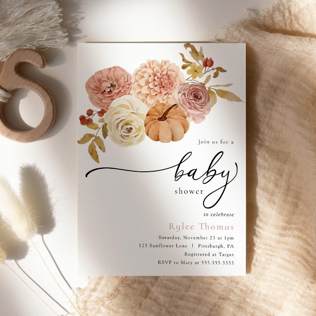 Invitation Boho Automne Citrouille Automne Bébé Fille Douche (Créateur téléchargé)