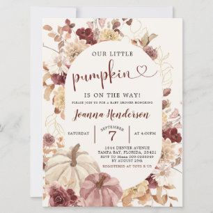 Invitation Boho Automne Citrouille Floral Baby shower Invitat