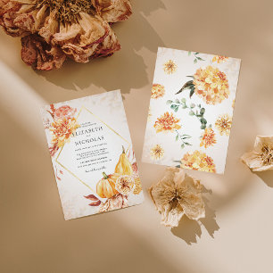 Invitation Boho Automne Citrouille Mariage Floral