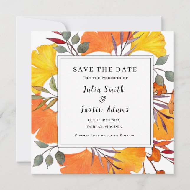 Invitation Boho automne feuillage (Devant)