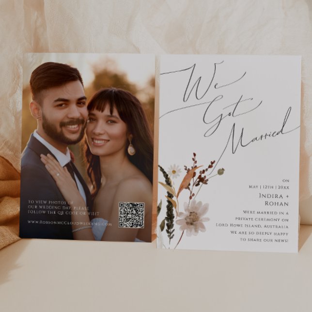 Invitation Boho automne fleur sauvage | annonce de fuite amou (Créateur téléchargé)