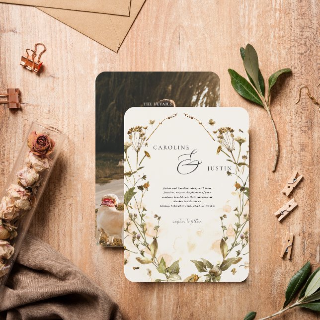 Invitation Boho automne fleur sauvage | Mariage botanique (Créateur téléchargé)