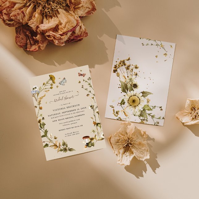 Invitation Boho Automne Fleur Sauvage | Réception de Mariage  (Créateur téléchargé)