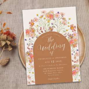 Invitation Boho Automne Fleurs Sauvages Mariage en Terre Cuit