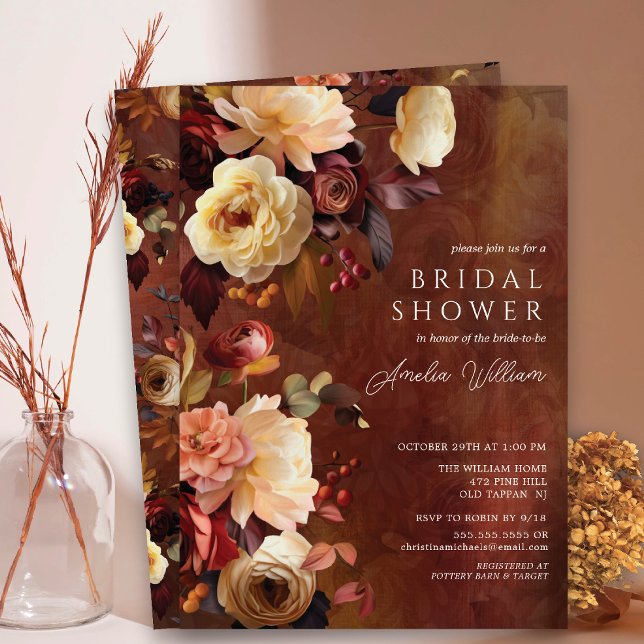Invitation Boho Automne Floral Bridal Douche (Créateur téléchargé)