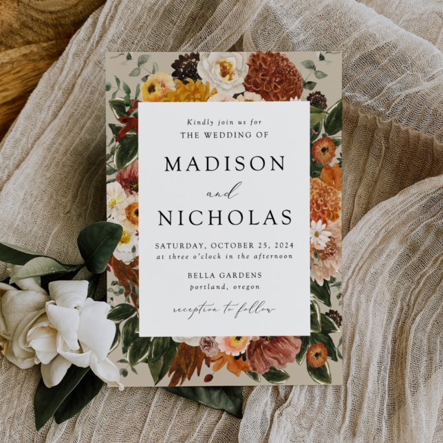 Invitation Boho Automne Floral Frame Mariage (Créateur téléchargé)