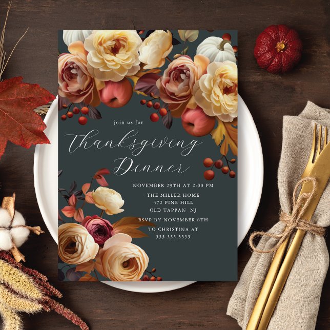 Invitation Boho Automne Floral Thanksgiving (Créateur téléchargé)