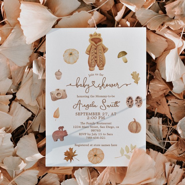 Invitation Boho Automne minimaliste Baby shower moderne neutr (Créateur téléchargé)