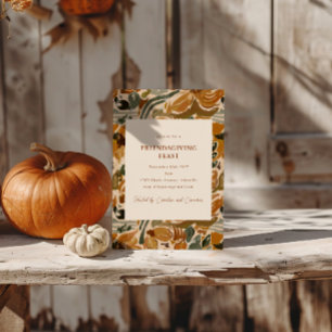 Invitation Boho Automne Terracotta Floral Friendsgiving Fête