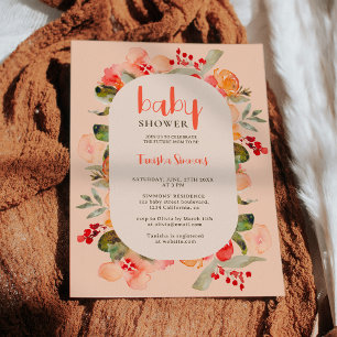 Invitation Boho automne terre cuite baby shower de script flo
