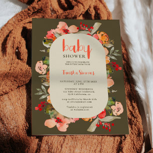 Invitation Boho automne terre cuite baby shower de script flo