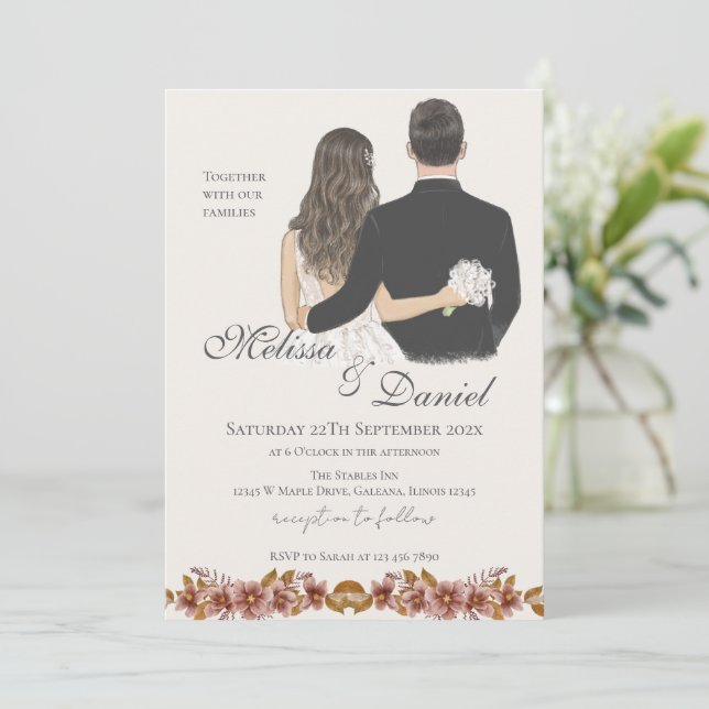 Invitation Boho avec mariage de mariés (Debout devant)