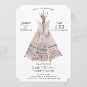 Invitation Boho Aztec Teepee Premier anniversaire