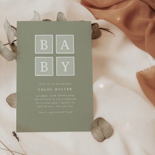 Invitation Boho Baby Blocks Muted Modern Baby Shower  