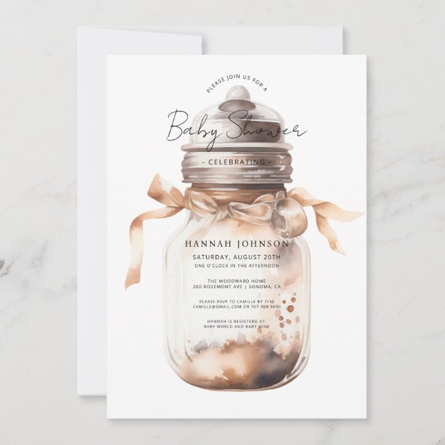 Invitation Boho Baby Bottle Baby shower neutre pour les femme (Devant)