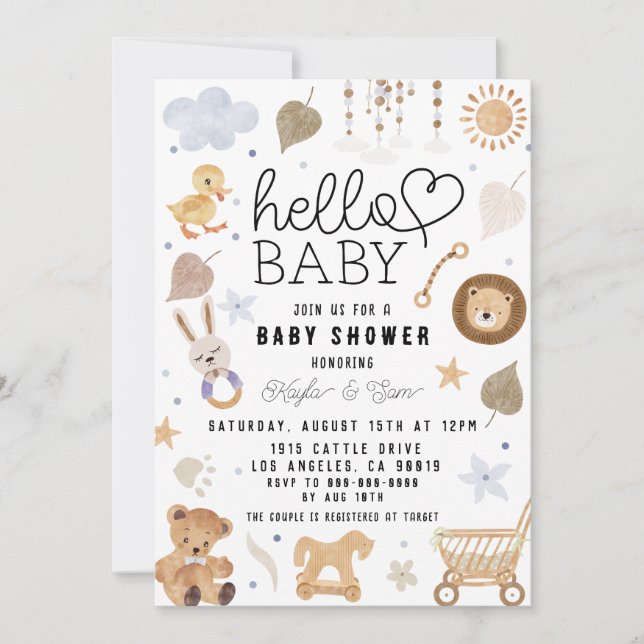 Invitation Boho Baby Boy Nursery Douche (Devant)
