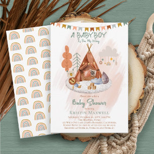 Invitation Boho Baby Boy Teepee et Baby shower de jouets