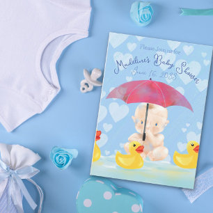 Invitation Boho Baby Boy Yellow Ducky Baby shower