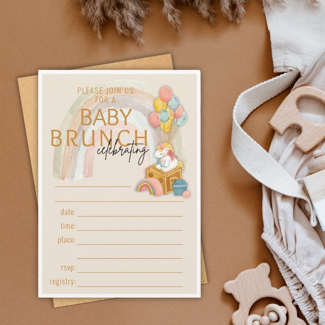 Invitation BOHO Baby Brunch | Baby shower Remplir L'Invitatio (Créateur téléchargé)