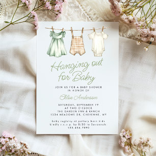 Invitation Boho Baby Clothesline Genre Baby shower neutre