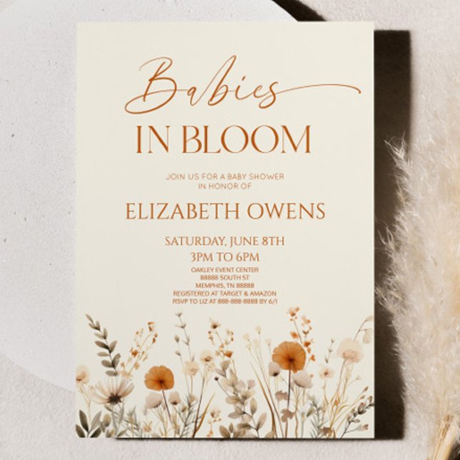 Invitation Boho Baby In Bloom Fleur sauvage Baby shower (Créateur téléchargé)