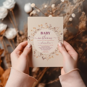 Invitation Boho Baby in Bloom Floral Fleur sauvage Baby showe