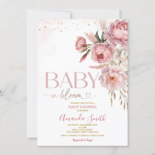Invitation Boho Baby In Bloom Rose Roses Baby shower