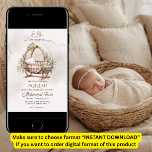 Invitation Boho Baby Nursery Aqiqah Unisex Musulman Nouveau-n