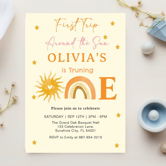 Invitation Boho Baby : sa première année autour du soleil (Créateur téléchargé)
