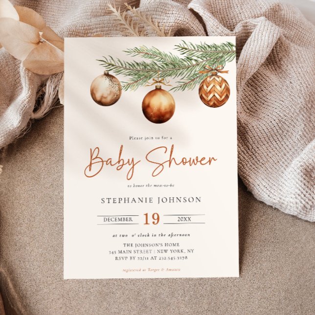 Invitation Boho Baby shower de vacances hiver (Créateur téléchargé)